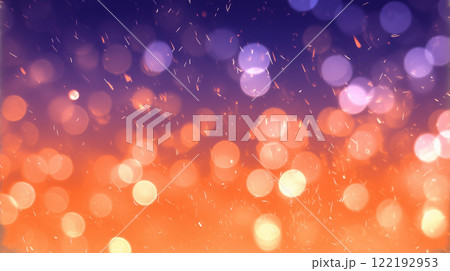 キラキラしたオレンジ色の光と火の粉が舞う背景. 122192953