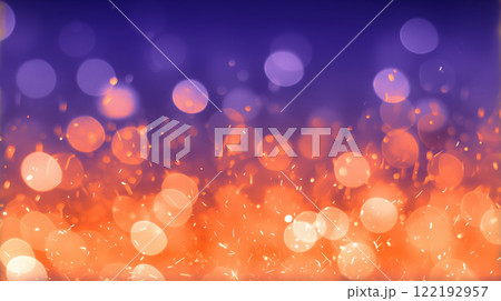 キラキラしたオレンジ色の光と火の粉が舞う背景. 122192957