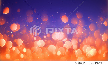 キラキラしたオレンジ色の光と火の粉が舞う背景. キラキラしたオレンジ色の光と火の粉が舞う背景. 122192958