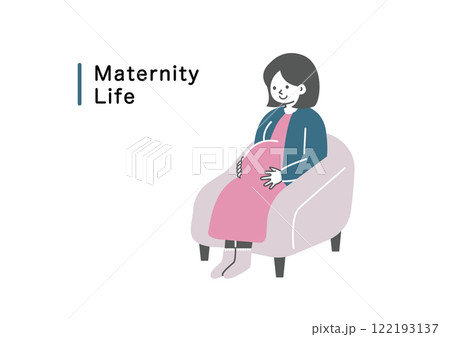 ソファーに腰かける妊婦さんのイラスト 122193137
