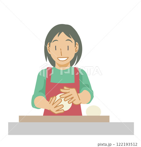 パン生地を丸める女性 122193512