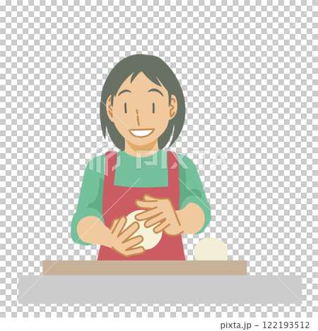 パン生地を丸める女性 122193512
