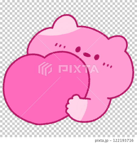 可愛粉紅貓心（透明） 122193716