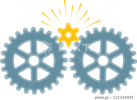 大きな2つの歯車を連動させる小さな歯車 122193935