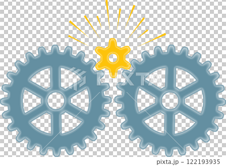 大きな2つの歯車を連動させる小さな歯車 122193935