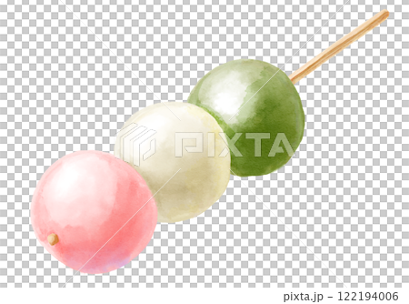 シンプルな三色団子(1本)の水彩イラスト 122194006