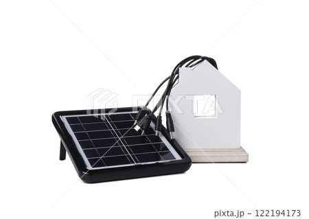 PNG,Portable solar panel with wooden house, isolated on white background PNG,Portable solar panel with wooden house, isolated on white background 122194173
