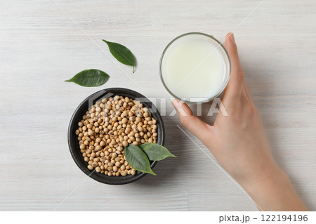 Soy and milk, concept of healthy food and drink 122194196