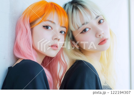 ヘアカラーした女性「AI生成画像」 122194307