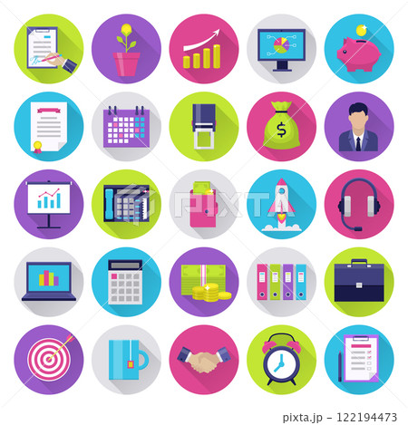 Office flat icons set 122194473