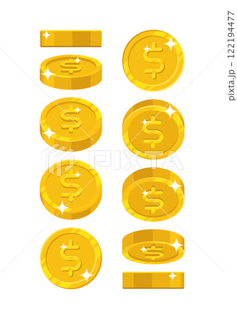 Gold dollar views cartoon style isolated Gold dollar views cartoon style isolated 122194477