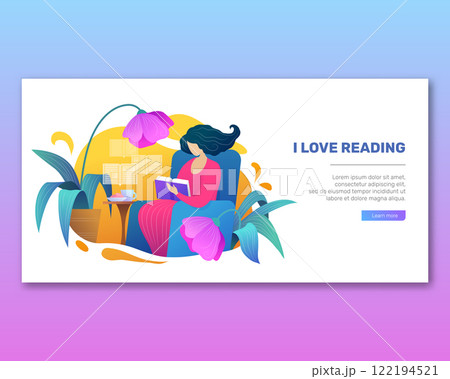 I love reading bright vector illustration 122194521
