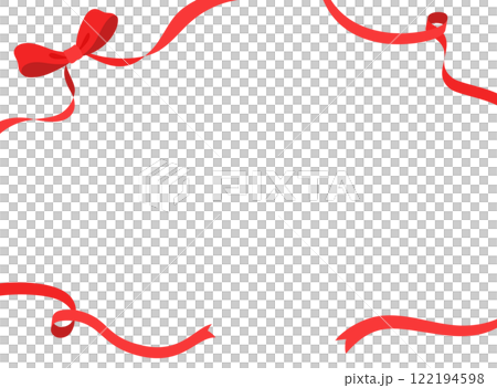 赤いリボンのフレームイラスト 122194598