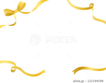 ゴールドのリボンのフレームイラスト 122194599