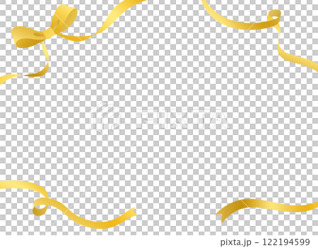 ゴールドのリボンのフレームイラスト 122194599