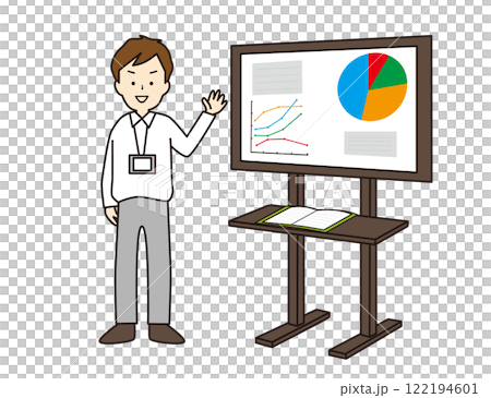 一名男子使用電子黑板解釋 122194601