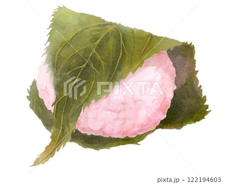 桜餅の水彩イラスト(道明寺・関西風) 122194603