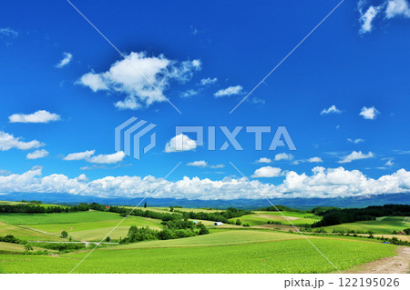 北海道 夏の青空と美瑛の風景 北海道 夏の青空と美瑛の風景 122195026