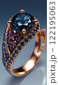 Elegant Silver Ring with Blue Gemstone and Sparkling Diamond Accents 122195063