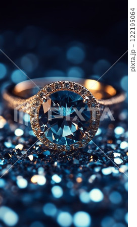 Elegant Silver Ring with Blue Gemstone and Sparkling Diamond Accents 122195064