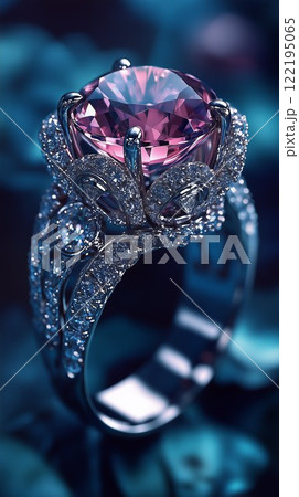 Elegant Silver Ring with Blue Gemstone and Sparkling Diamond Accents 122195065