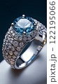Elegant Silver Ring with Blue Gemstone and Sparkling Diamond Accents 122195066