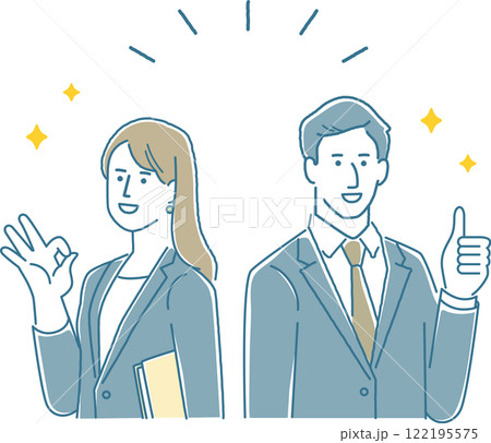 笑顔でポーズを決めるビジネスパーソン　男女 122195575