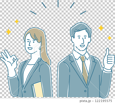 笑顔でポーズを決めるビジネスパーソン　男女 122195575