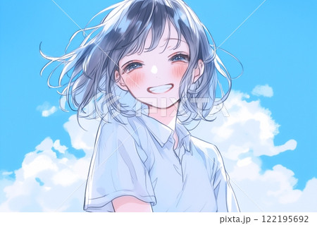 青空とかわいい女の子イラスト「AI生成画像」 青空とかわいい女の子イラスト「AI生成画像」 122195692