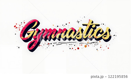 Gymnastics - Handwritten lettering illustration design. Art artistic drawing script "Gymnastics" 122195856