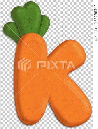 3D Carrot Letter K font  colorful letter 122196543