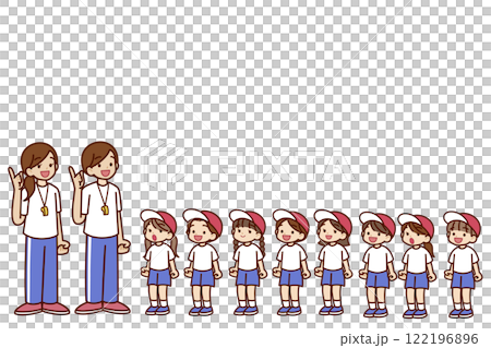 体育の先生と子供たち 122196896