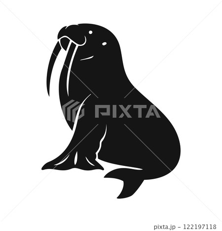 Black silhouette vector illustration of a walrus 122197118