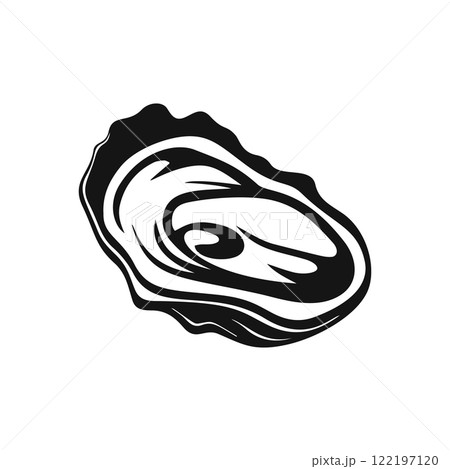 Stylized Black and White Oyster Shell Vector Illustration 122197120