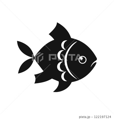 Black silhouette vector illustration of a fish 122197124