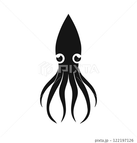 Black silhouette vector illustration of a squid 122197126