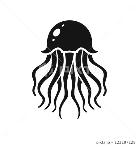 Black silhouette vector illustration of a jellyfish 122197129