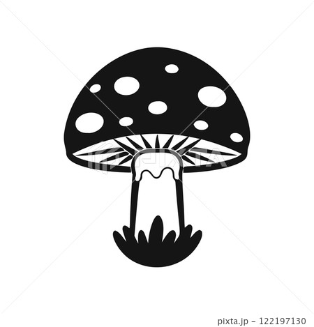 Black silhouette vector illustration of an amanita mushroom 122197130