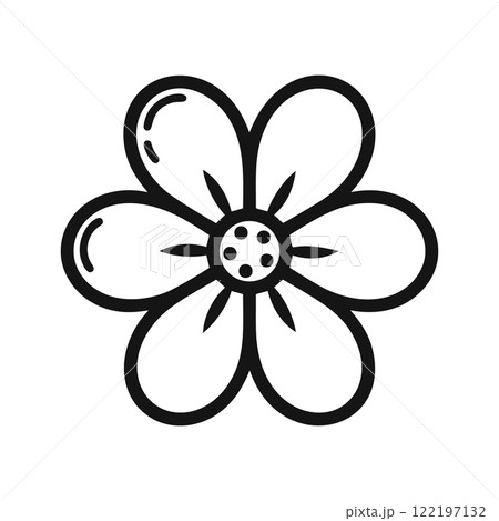 Black linear vector illustration of a flower 122197132