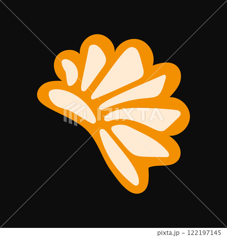 Modern orange asymmetrical seashell in a flat vector style 122197145