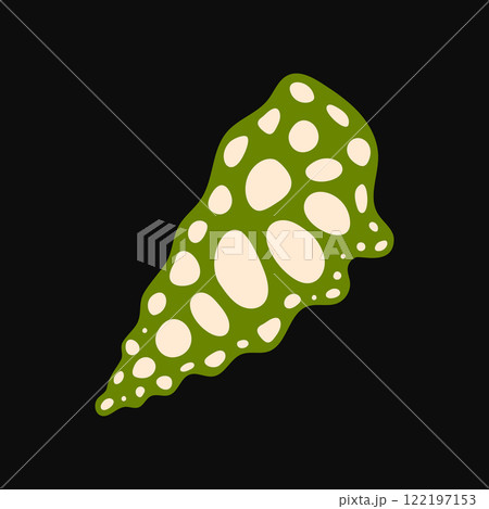 Playful green seashell with white polka dots vector illustration 122197153