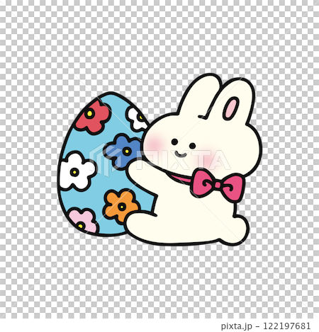 イースター かわいいウサギとたまごのイラスト素材 [122197681] - PIXTA