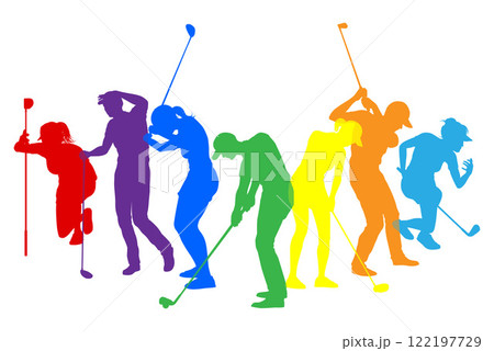 Golfers Golfing Silhouette Golf People Silhouettes 122197729