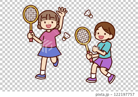 Children playing badminton 122197757