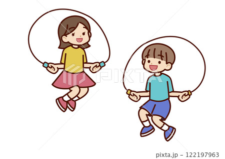 縄跳びをする子供たち 122197963