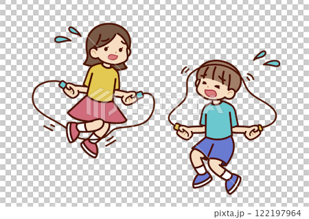 縄跳びをする子供たち 122197964