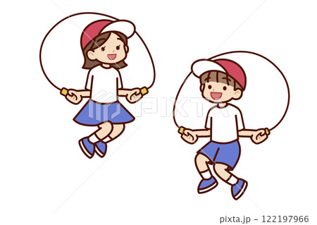 縄跳びをする子供たち 122197966