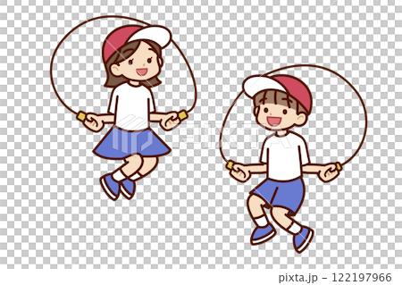 縄跳びをする子供たち 122197966