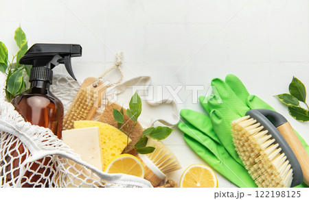 Eco friendly cleaning kit promoting sustainable housekeeping practices 122198125