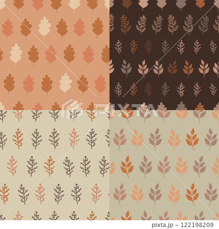 Set of stylized autumn patterns with leaves Set of stylized autumn patterns with leaves 122198209